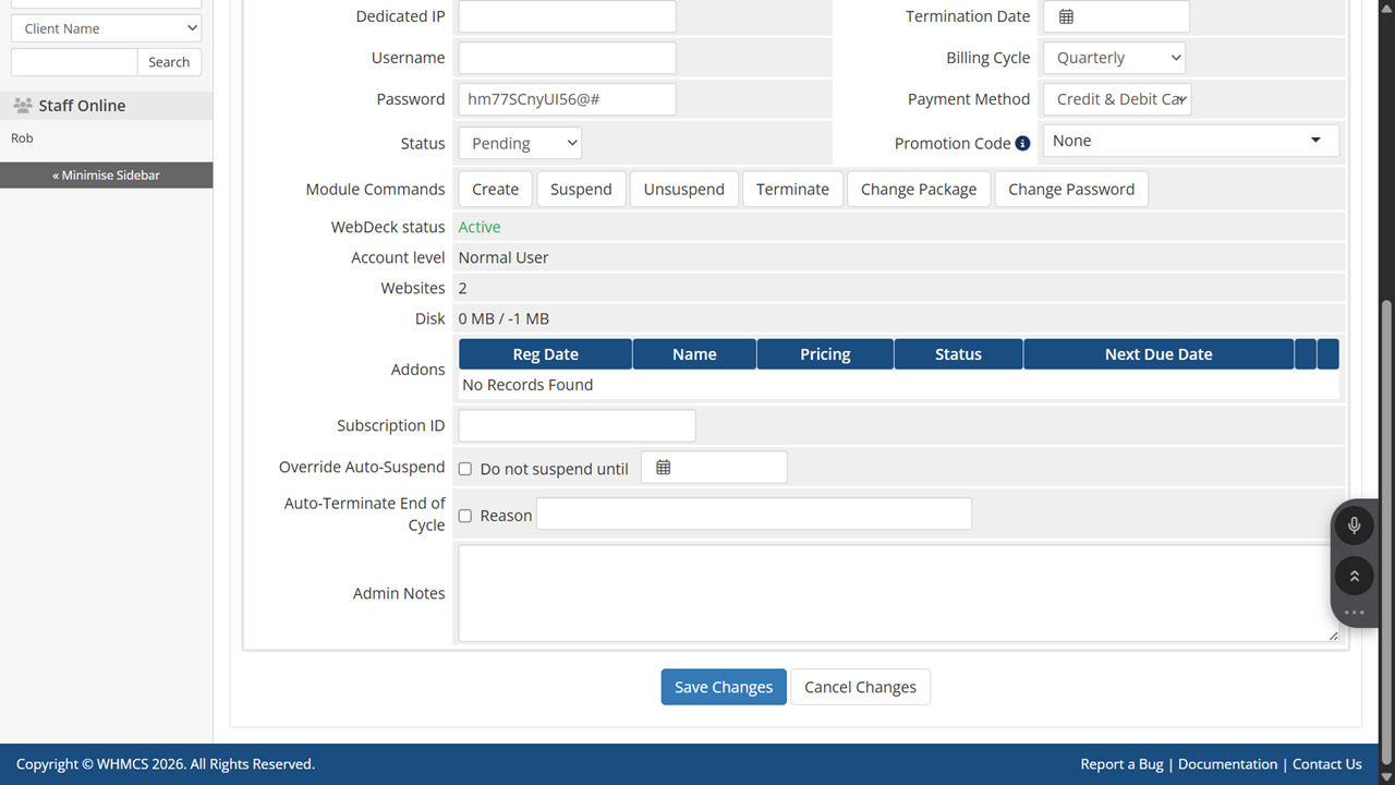 WebDeck WHMCS module